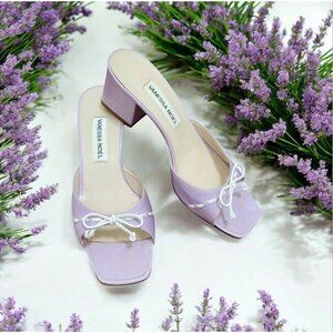 Vanessa Noel leather Block Heel Slides/Mules Size EU 37.5/US 7